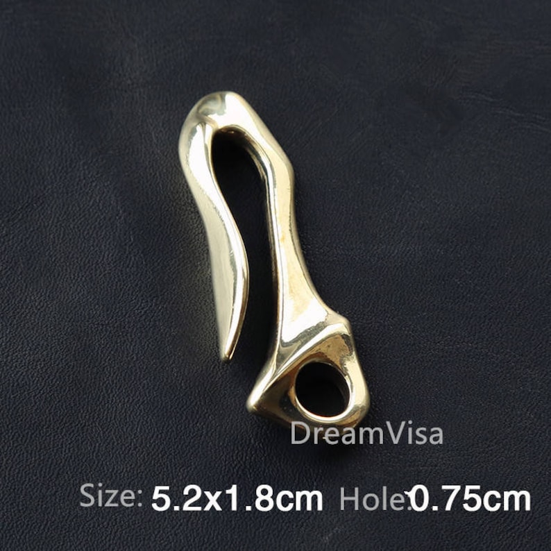 Japanese Fish Hook Key Chain Belt Hook Solid Brass Handmade Antique Brass