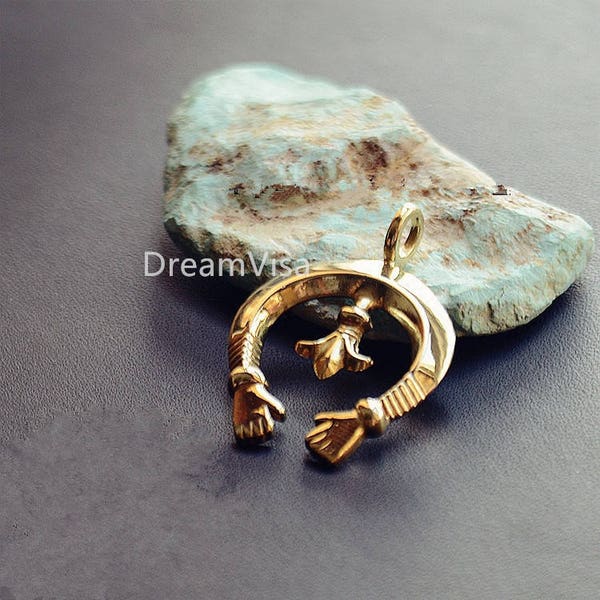 Handmade Brass Amulette Pendant Keychain Key Ring Necklace Gift