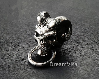Japan Demon Devil Biker Wallet Chain Connector Concho Solid Brass Punk With Screw On The Buttom