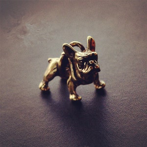 Llavero de latón hecho a mano Lucky Dog French Bulldogs Biker