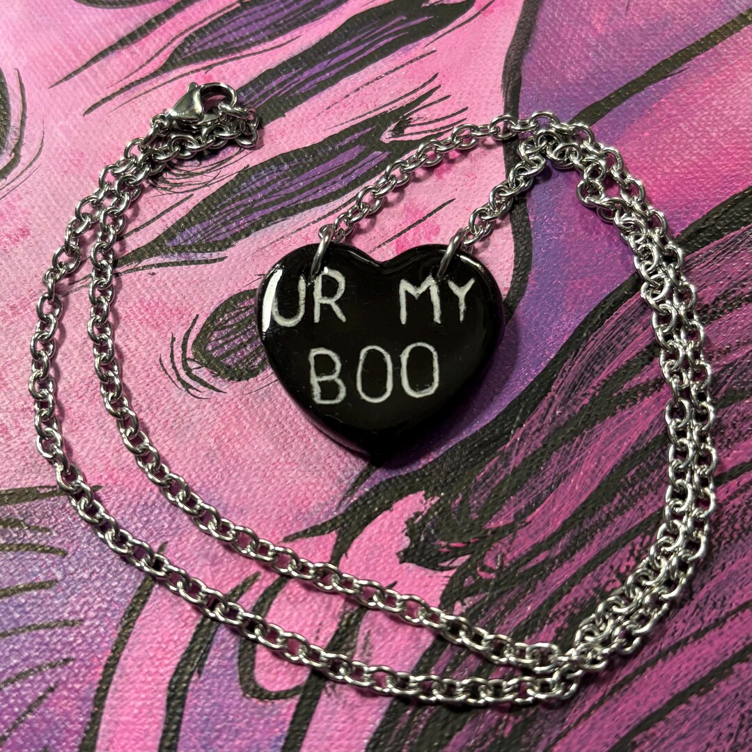 UR MY BOO Valloween Conversation Heart Necklace - Etsy