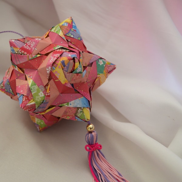 Origami ball "Kusudama "Hand made mobile craft for room decoration.