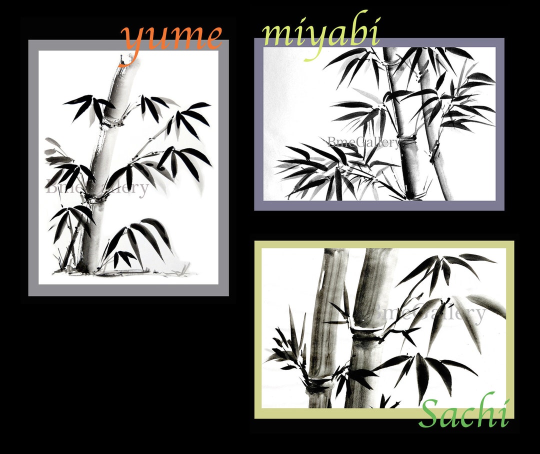 Bamboo Brush Painting Print Art. Wall Art, Decor, B&W, Gift,calligraphy Art,peaceful Zen Art