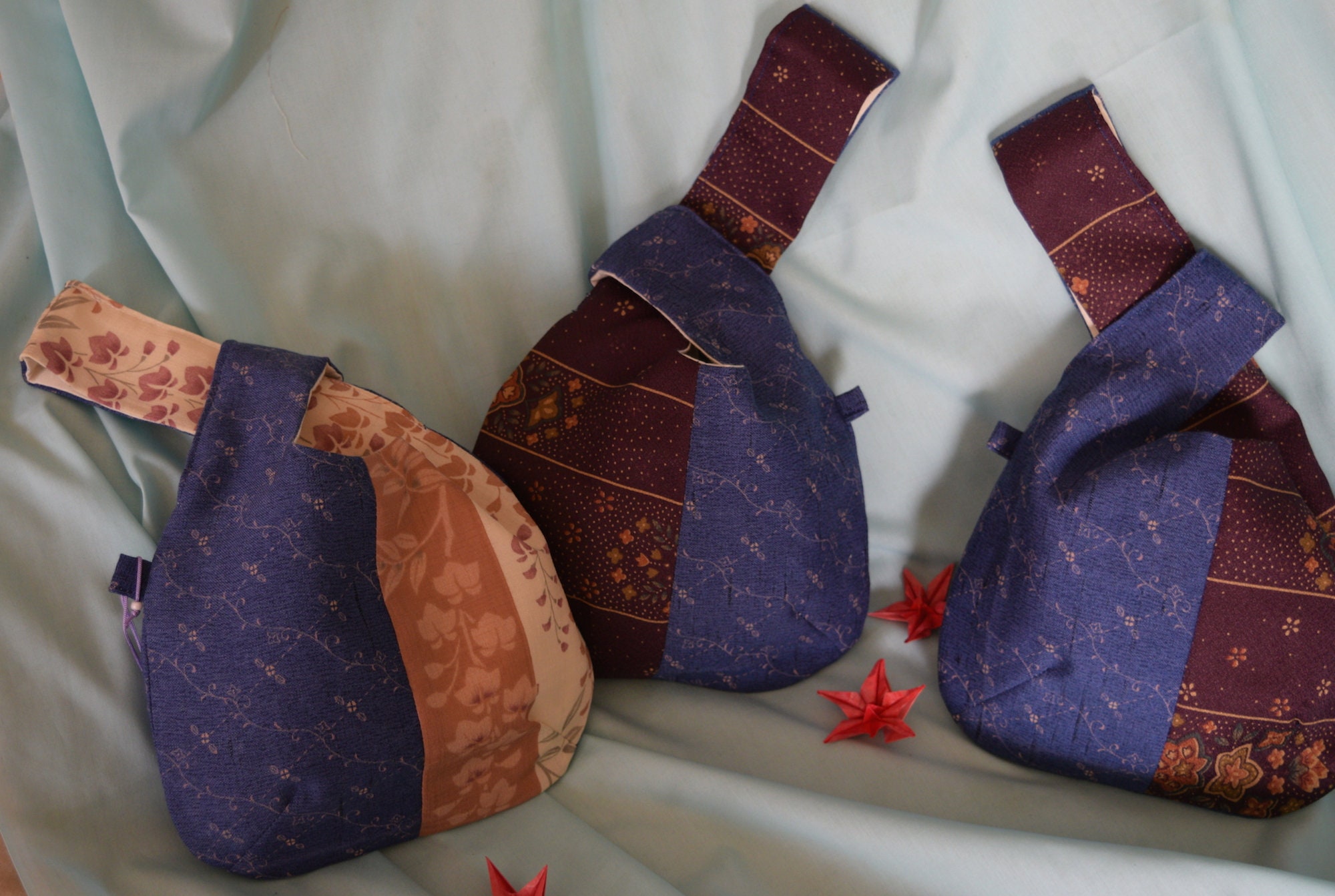NewHandmade Japanese Knot bags.with good luck knot keyring& Etsy