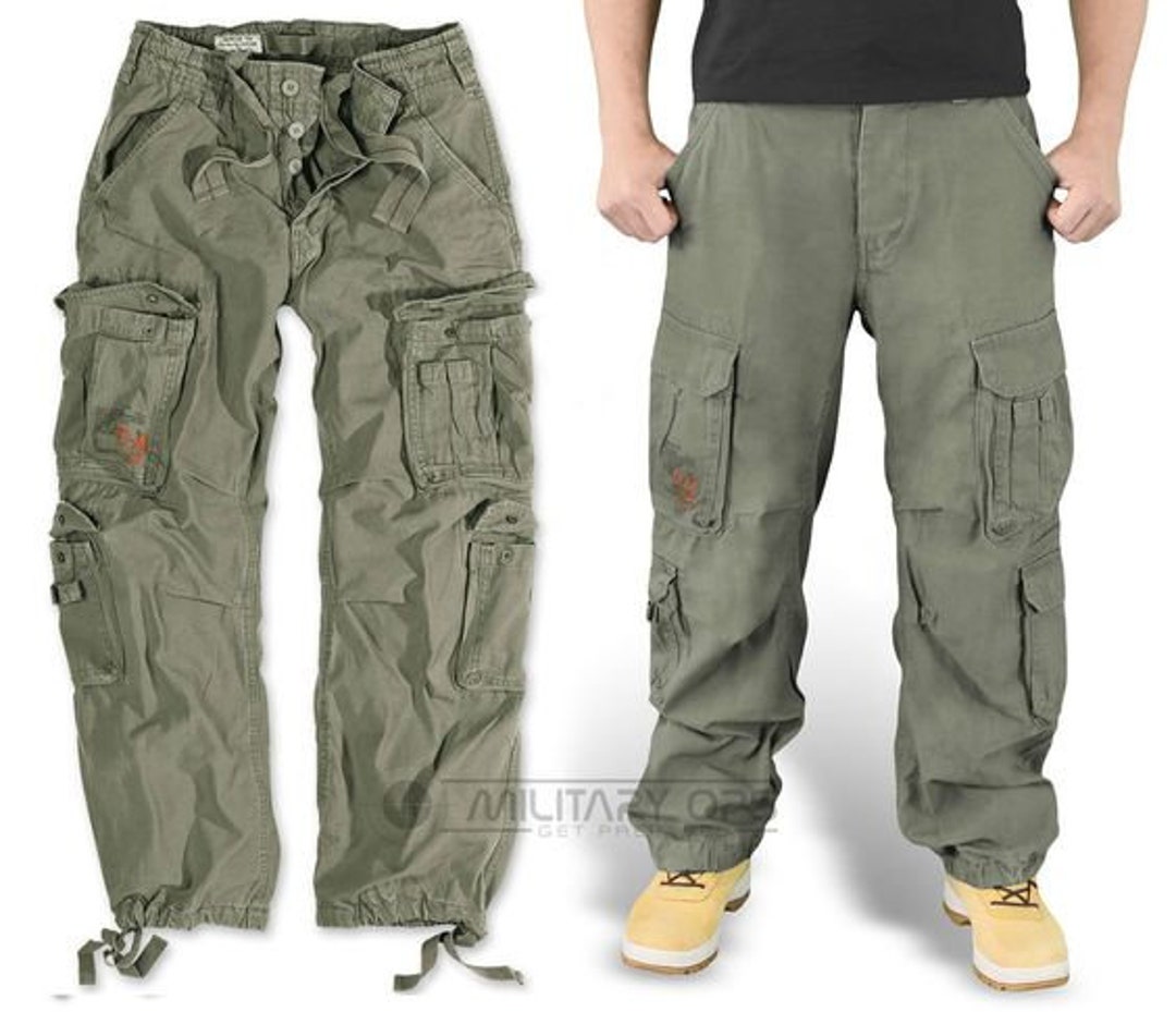 Surplus Raw Vintage Airborne Combat Cargo Trousers Army