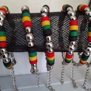 Handmade Rasta Jamaican Ethnic Glass & Wood Bead Bracelet