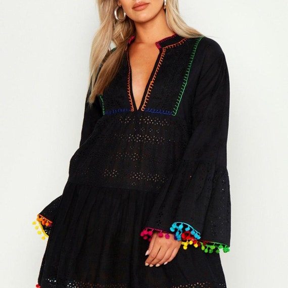 boohoo embroidered smock dress Embroidered Smock Dresses
