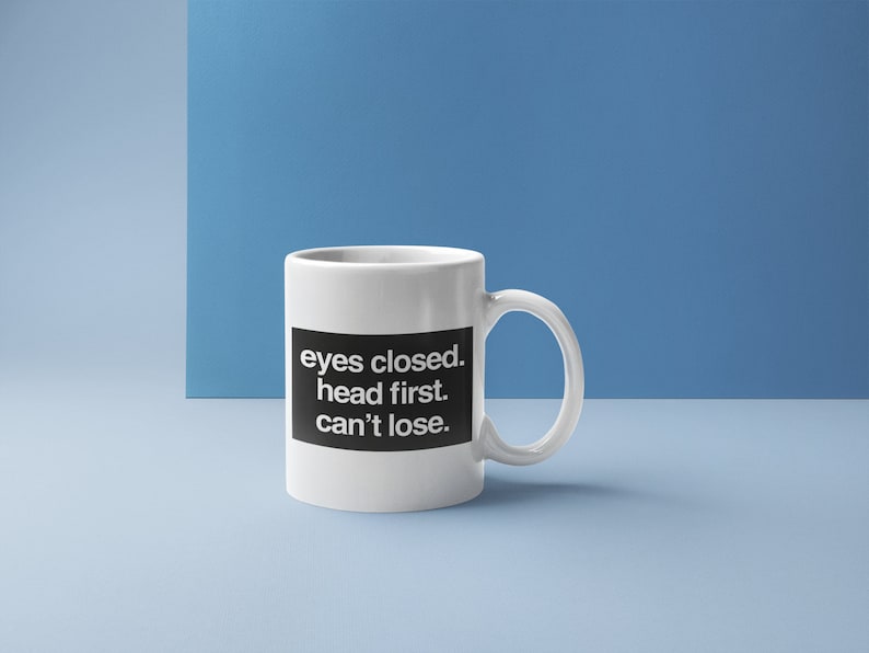B99 Mug Eyes Closed Head First Can't Lose Brooklyn Etsy