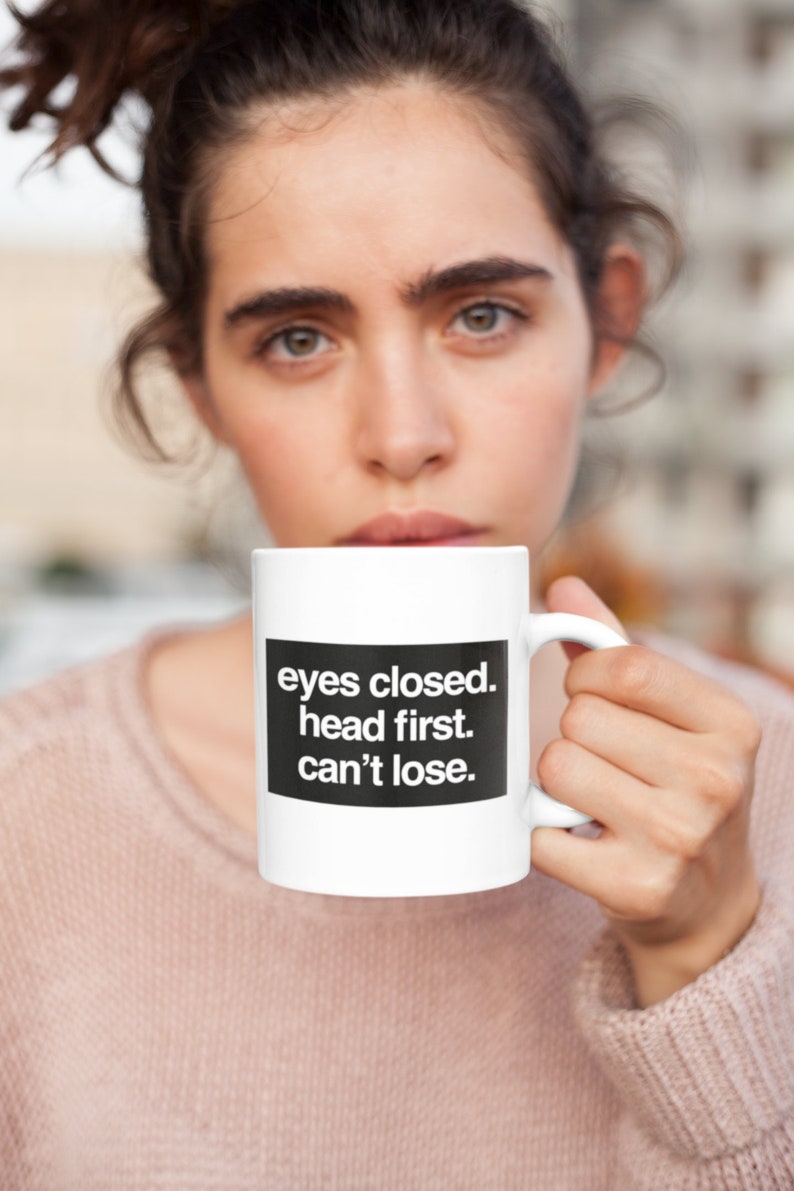 B99 Mug Eyes Closed Head First Can't Lose Brooklyn Etsy