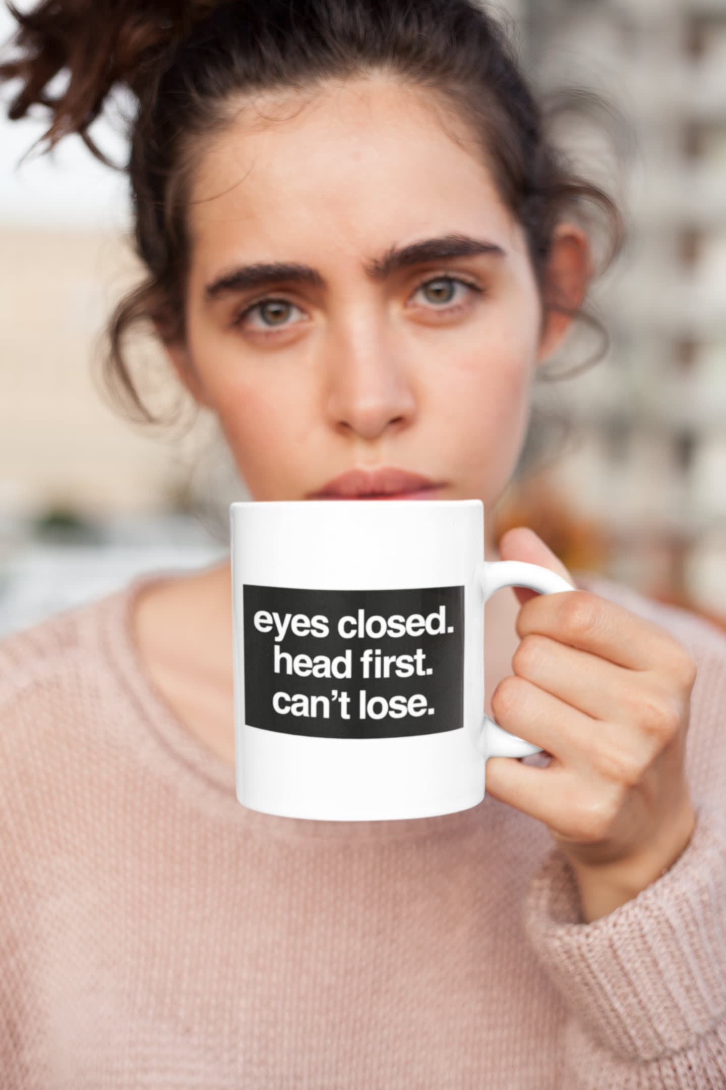 B99 Mug Eyes Closed Head First Can't Lose Brooklyn Etsy