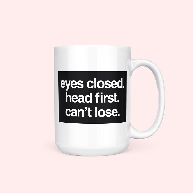 B99 Mug Eyes Closed Head First Can't Lose Brooklyn Etsy