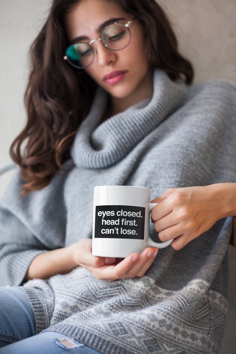 B99 Mug Eyes Closed Head First Can't Lose Brooklyn Etsy