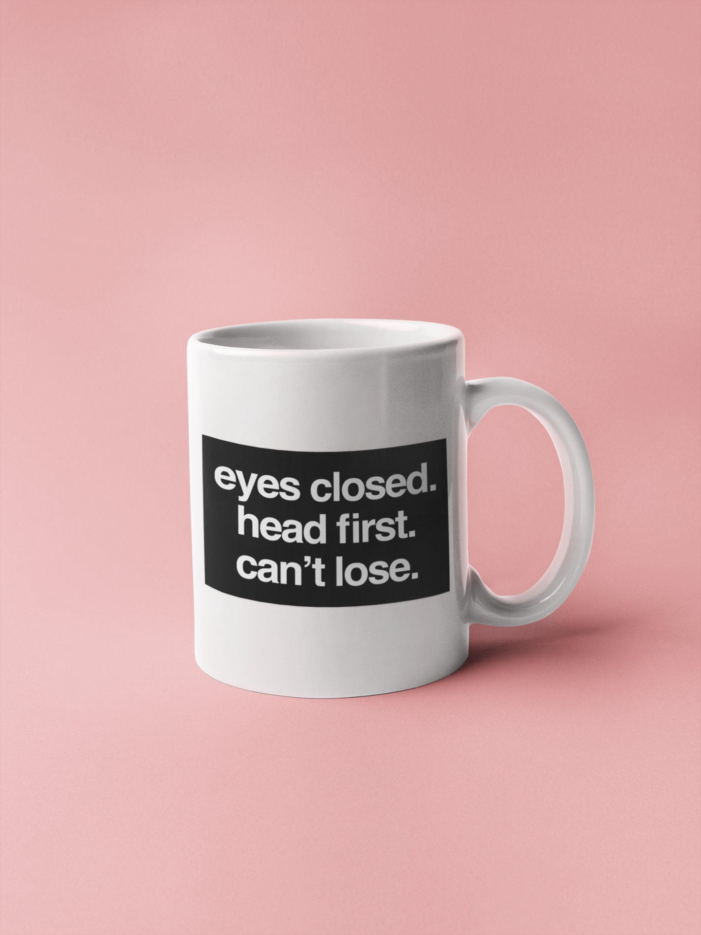 B99 Mug Eyes Closed Head First Can't Lose Brooklyn Etsy