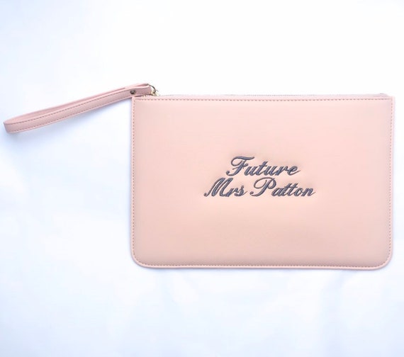personalised mrs clutch bag