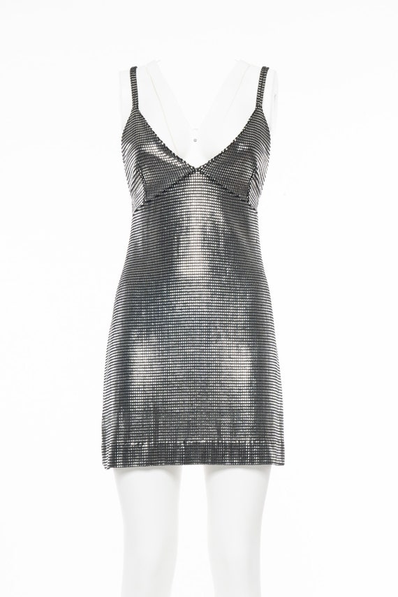 PACO RABANNE Vintage Liquid Silver Metallic Dress
