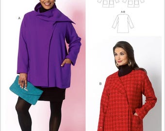 Easy Sewing Pattern for Womens Jackets, Wrap Jacket, Winter Jacket, Ulined Jacket, jacket with Scarf, Butterick 5828, Size XS-XL, Uncut FF