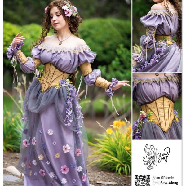Schnittmuster für Fantasy Kleid und Unterbrust Korsett, Ren Faire Kleid, Einfachheit 3094, Grösse 6-14 16-24, Unbeschnitten FF