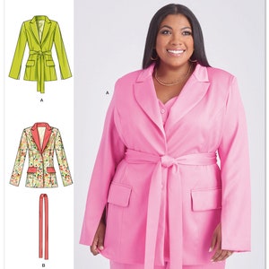 Patron de couture pour veste femme, veste boutonnée sur le devant, veste blazer, veste avec ceinture, taille 10-18 20W-28W 30W-38W, simplicité 9688, non coupé