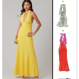 Sewing Pattern for Womens Dress, Formal Dress, Maxi Dress, Prom Dress, Halter Dress, McCalls 8555, Size 10-18 20W-28W, Uncut FF