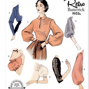 Sewing Pattern for Women's Top Sleeves, 50s Sleeves, Puff Sleeves, Bishop Sleeves, Long Sleeves, Size S-XL, Butterick 7017, Uncut FF