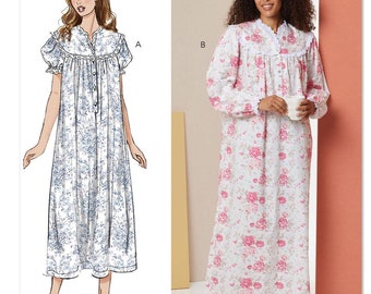 Sewing Pattern for Womens Nightgown, Womens Pajamas, Long Nightgown, Maxi Nightgown, Sleep Dress, Butterick 7015, Size XS-XXL, Uncut FF