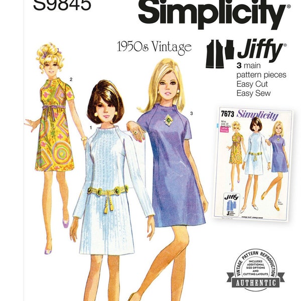 Sewing Pattern for Womens Dress, 60s Dress, Long Sleeve Dress, Sheath Dress, Formal Dress, Summer Dress, Simplicity 9845, Size 8-16 18-26