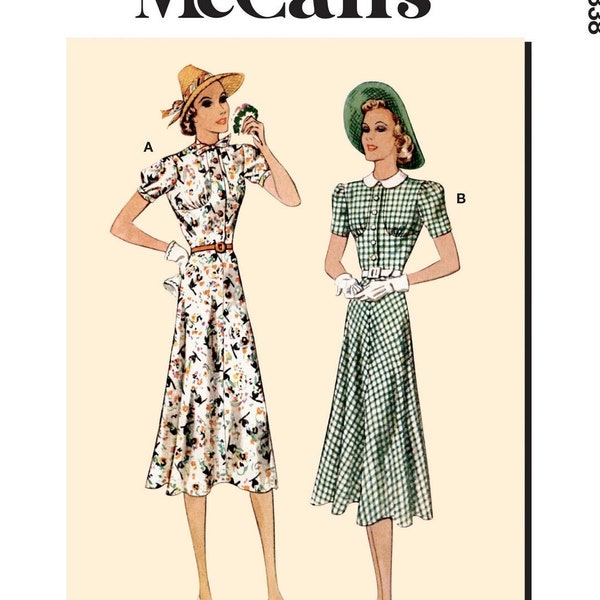 Sewing Pattern for Women's Dress, 1930s Dress, Puff Sleeve Dress, Collared Shirt Dress, Size 6-14 14-22, McCalls 8338, Uncut FF