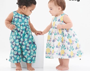 Easy Sewing Pattern for Baby Romper, Dress, and Jacket, Newborn Dress, Newborn Clothing, Baby Girl Dress, New Look 6568, Size NB-L, Uncut FF