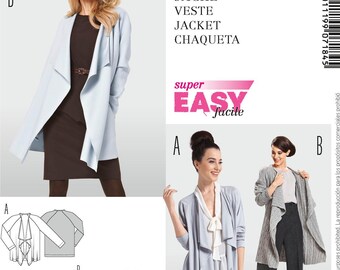 Sewing Pattern for Womens Jacket, Womens Cardigan, Raglan Sleeve Jacket, Shawl Collar Jacket, Burda 7184, Size 10-20, Uncut FF