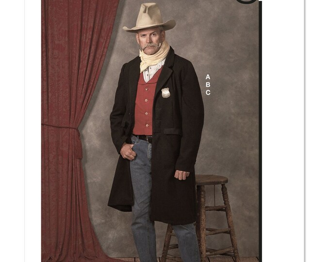 Sewing Pattern for Mens Costume Jacket and Vest, Western Costume, Long