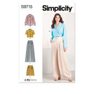 Sewing Pattern for Women's Shorts, Tops and Pants, Wide Leg Pants, Crop Tops, High Waisted Shorts, Simplicity 9715, Size 8-16