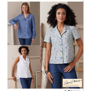 Sewing Pattern for Women's Tops, Button Front Tops, Tank Top, Collared Shirt, Long Sleeve Tops, Butterick 6924, Size 8-16 16-24, Uncut FF