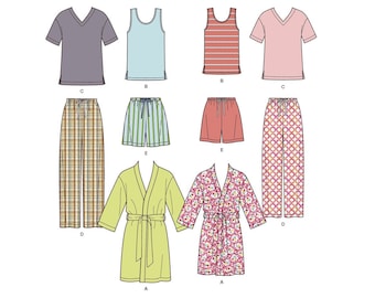 Patron de couture pour pyjama homme et femme, hauts et bas de pyjama, peignoir, short de pyjama, simplicité 1563, taille XS-XL, FF non coupé