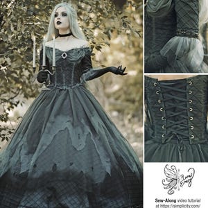 Patrón de costura para disfraz de mujer con corsé y falda, vestido de disfraz, corsé con ballenas, cosplay, Simplicity 3228, tallas 8-16 y 18-26, sin cortes.