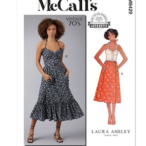 Sewing Pattern for Womens Tops and Skirts, Tank Tops, Midi Skirt, Crop Tops, 70s Skirt, McCalls 8429, Size 8-16 18-26, Uncut FF