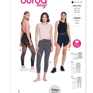Sewing Pattern for Womens Knit Leggings, Activewear Leggings, Exercise Clothing, Burda 5850, Size 8-22, Uncut FF
