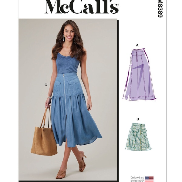 Sewing Pattern for Women's Skirts, Maxi Skirt, Flared Skirt, High Waisted Skirt, A Line Skirt, McCall's 8389, Size 4-12 12-20, Uncut FF