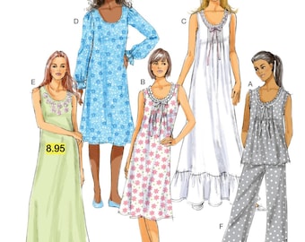 Sewing Pattern for Womens Pajamas, Nightgown Pattern, Camisole, Womens Pajama Top and Bottoms, Butterick 5792, Size XS-M and L-XXL, Uncut FF