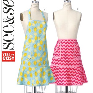 Easy Sewing Pattern for Women's Aprons, Tie Waist Apron, Full Length Apron, Kitchen Apron Pattern, Butterick 6236, Size S-L, Uncut and FF