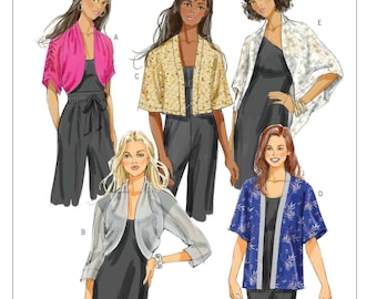 Patron de couture pour veste femme, veste châle, veste kimono, veste à manches dolman, taille XS-M et L-XXL, Butterick 5529, FF non coupé, non pdf