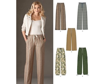 Patron de couture pour pantalons femme, pantalon cargo, pantalon à cordon de serrage, pantalon large, athleisure, New Look 6005, taille 10-22, FF non coupé