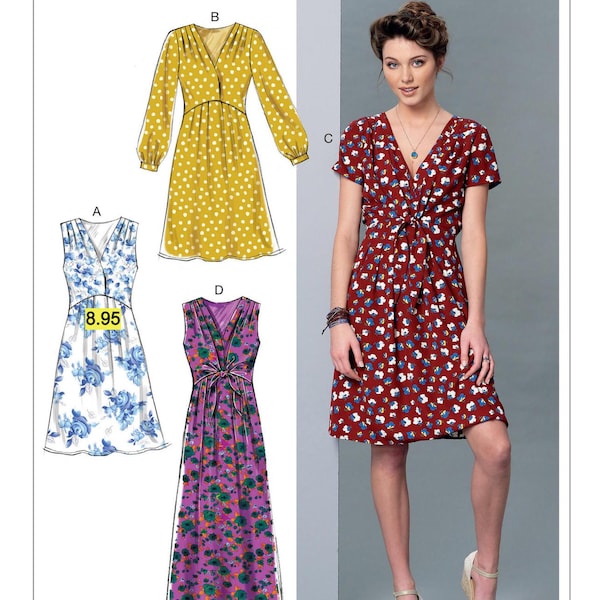 Sewing Pattern for Womens Dress, Summer Dress, Maxi Dress Pattern, Surplice Dress, McCall's 7381, Size XS-M and L-XXL, Uncut FF