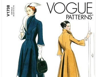Vogue Sewing Pattern for Womens Dress, Vintage Style Dress, Fit and Flare Dress, Vogue 1738, Size 6-14 and 14-22, Uncut and FF