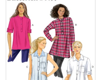 Easy Sewing Pattern for Women's Tunic, Tank Top, Pullover Tops, Button Up Tops, Butterick 6099, Size XS-M and L-XXL, Uncut and FF