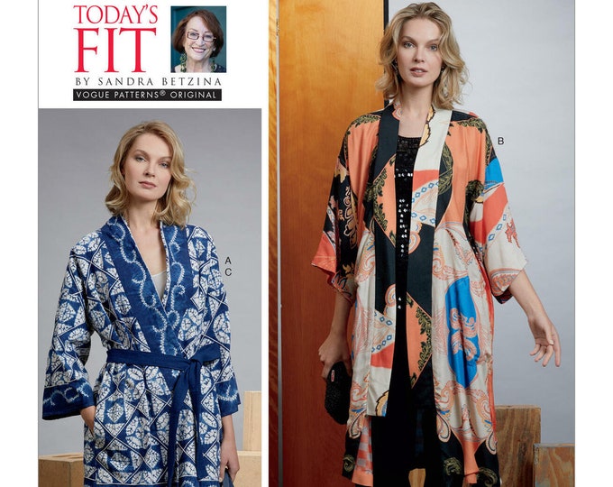 Vogue Sewing Pattern for Women's Kimono Jacket, Open Front Kimono, Long ...