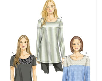 Patrón de costura para blusas de punto para mujer, blusas ajustadas, blusas de manga larga, túnicas para mujer, blusas tipo jersey, Vogue 8950, tallas 6-14 y 14-22, sin cortar y FF