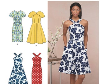 Sewing Pattern for Women's Dress, Summer Dress, Fitted Dress, Halter Dress, Fit and Flare Dress, Simplicity 8594, Size 6-14 14-22, Uncut FF