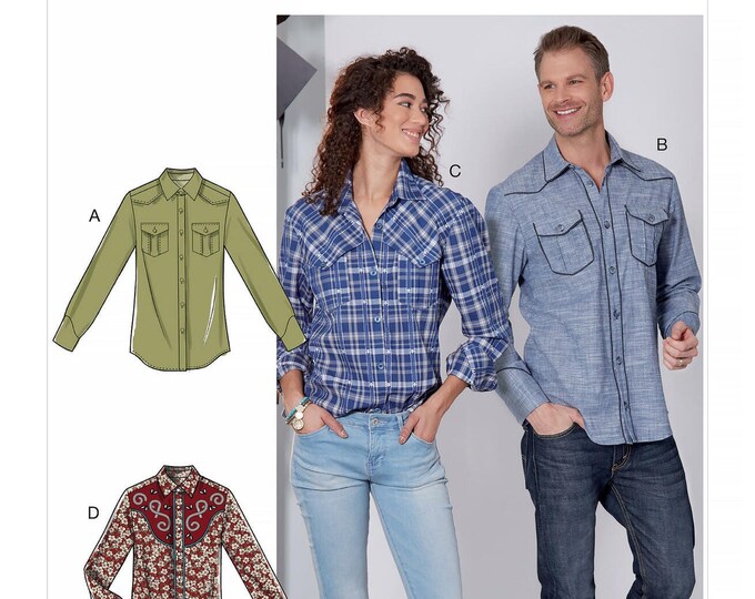 Sewing Pattern for Women's and Men's Tops, Button Down Tops, Mens ...
