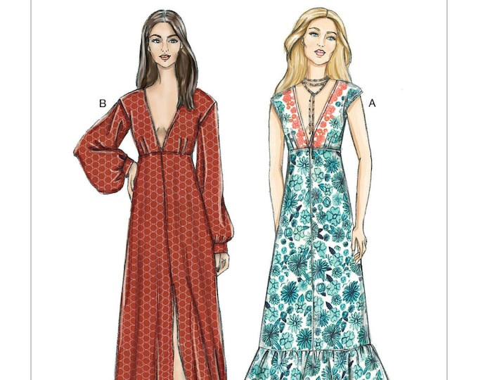 Easy Vogue Sewing Pattern for Women's Dress, Maxi Dress Pattern, Deep V ...