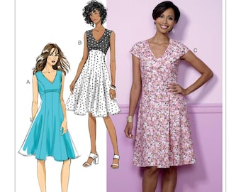 Easy Sewing Pattern for Womens Dress, Fit and Flare Dress, Button Front ...